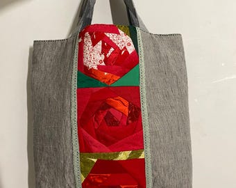 Patchwork rose tote bag