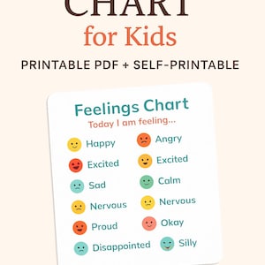 Feelings Chart for Kids – Printable Emotion Tracker with Icons | Daily Mood Check-In Sheet | PDF Download