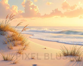 18 Watercolor Beach Scene Clipart PNG