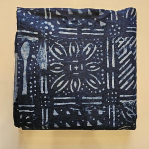 Hand Dyed Indigo Batik Fabric: Nigerian Adire Print, 100% Cotton
