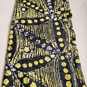 Hand-Dyed African Batik Fabric: Black, Yellow & White Cotton Adire