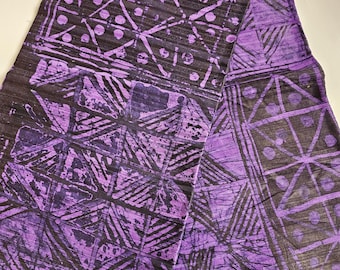 Purple Batik Fabric: Hand-Dyed African Cotton Brocade traditional adire Design
