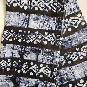 Hand-Dyed Batik Fabric: Black and White Geometric Print, modern Nigerian batik on Cotton Brocade