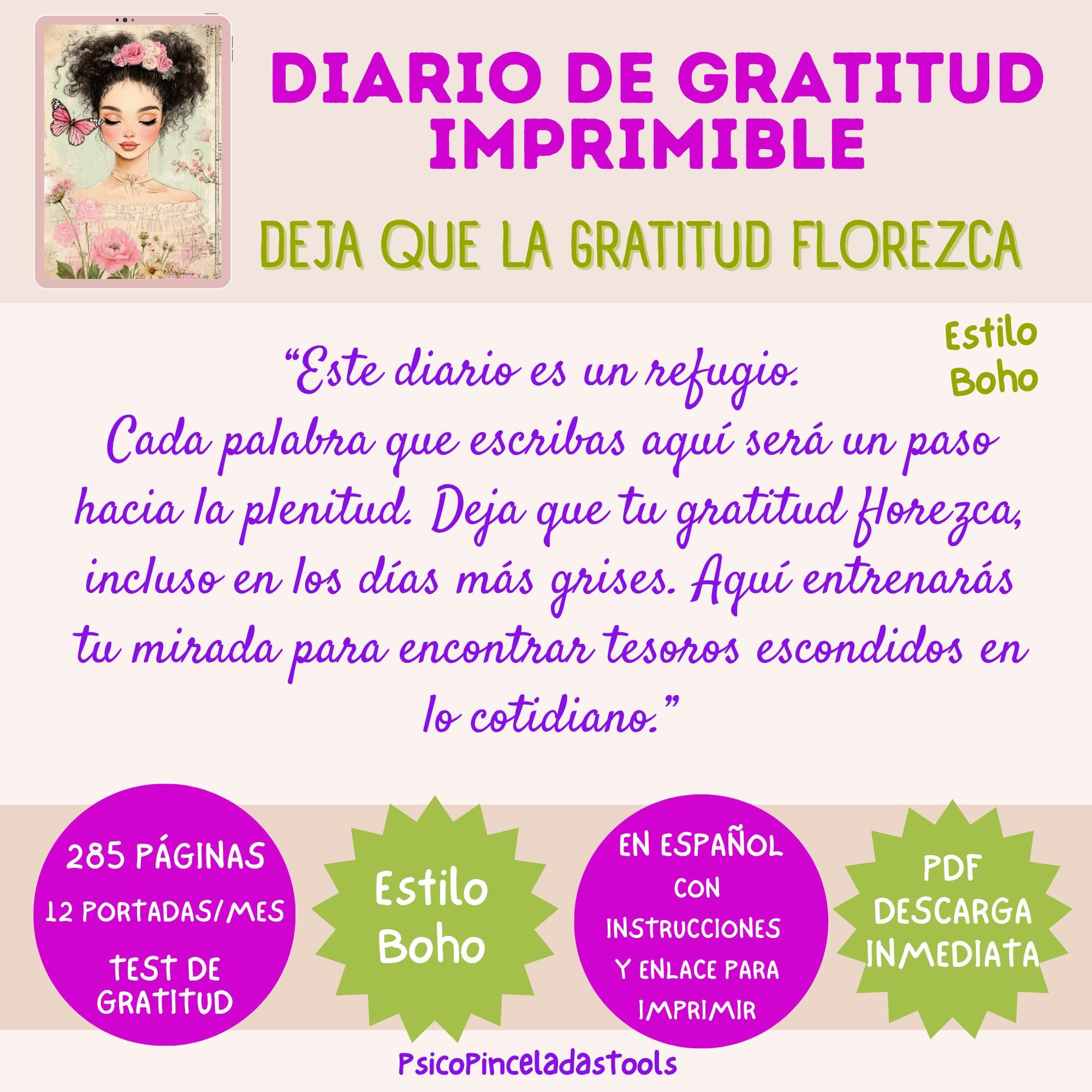 Diario de GRATITUD imprimible en Español | pdf descargable A5 ...