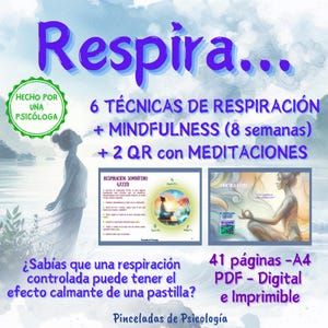 Breathing and Mindfulness Techniques, QR Code with Meditations | Self-Care and Personal Growth, Psychology | Printable and Digital PDF, iPad