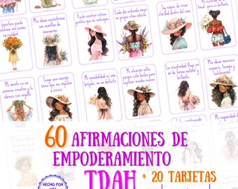 ADHD | Neurodivergent Female Empowerment Affirmations Cards | Daily Affirmations for ADHD in Spanish | Downloadable PDF | ADHD