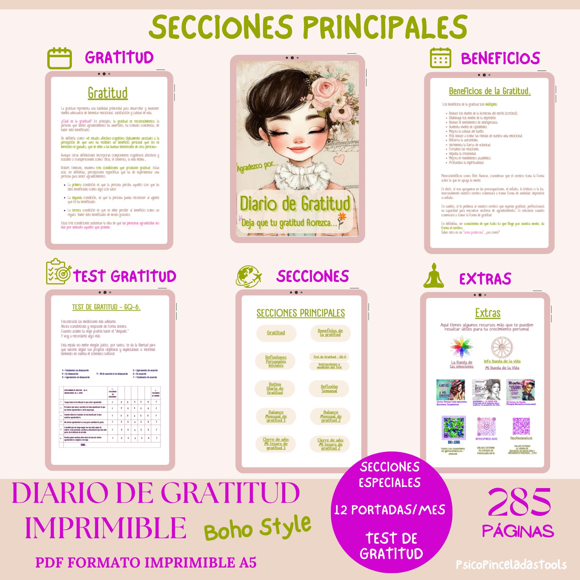 Diario de GRATITUD imprimible en Español | pdf descargable A5 ...