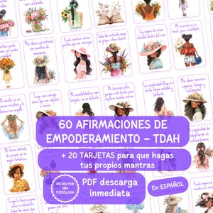 TDAH | Tarjetas AFIRMACIONES de empoderamiento femenino Neurodivergente | Afirmaciones diarias para TDAH en Español | pdf descargable | adhd