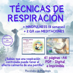 Breathing and Mindfulness Techniques, QR Code with Meditations | Self-Care and Personal Growth, Psychology | Printable and Digital PDF, iPad
