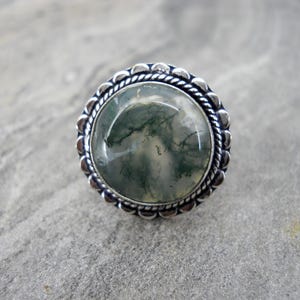 Moss Agate Ring: Handmade 925 Sterling Silver Boho Jewelry