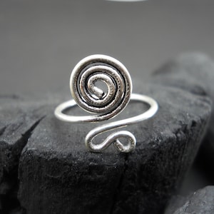 Sterlingzilveren spiraalring: verstelbare boho-minimalistische sieraden