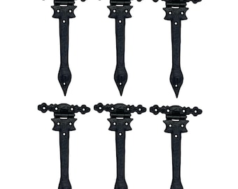 Schwarze Scharniere aus Schmiedeeisen: Speerspitze Rustikale Tor- & Türbeschläge (6er Pack)