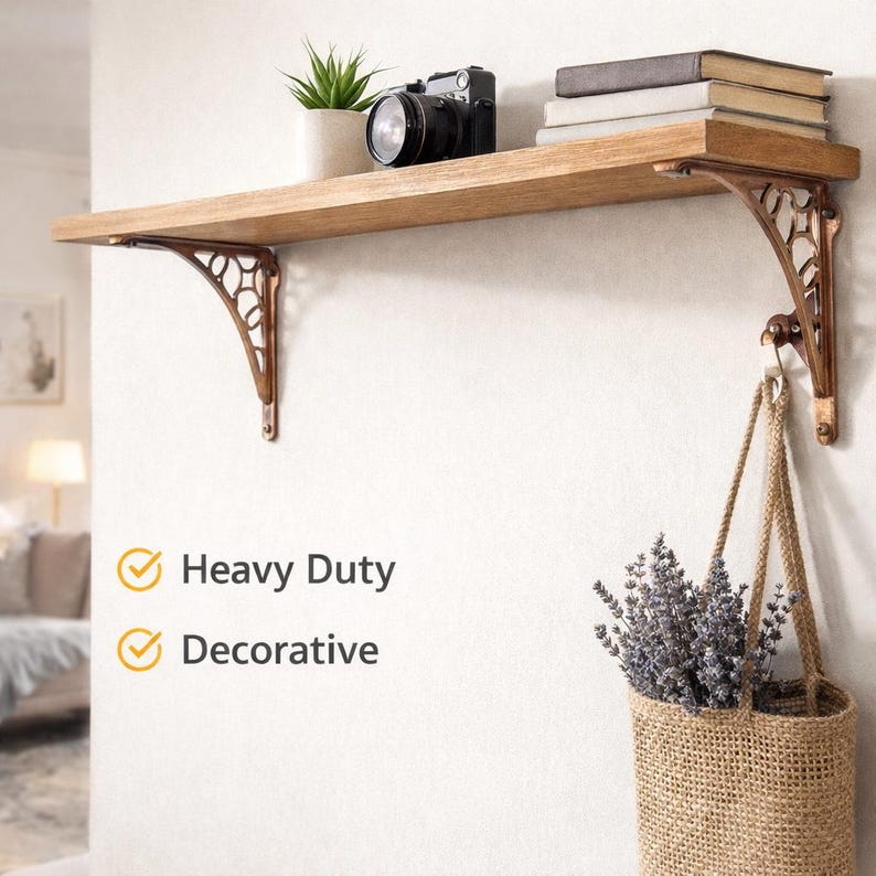 Gusseisen Regalhalterungen: Rustikale Antik, schwere Regalhalterung 45 cm x 33 cm (Paar) Bild 2