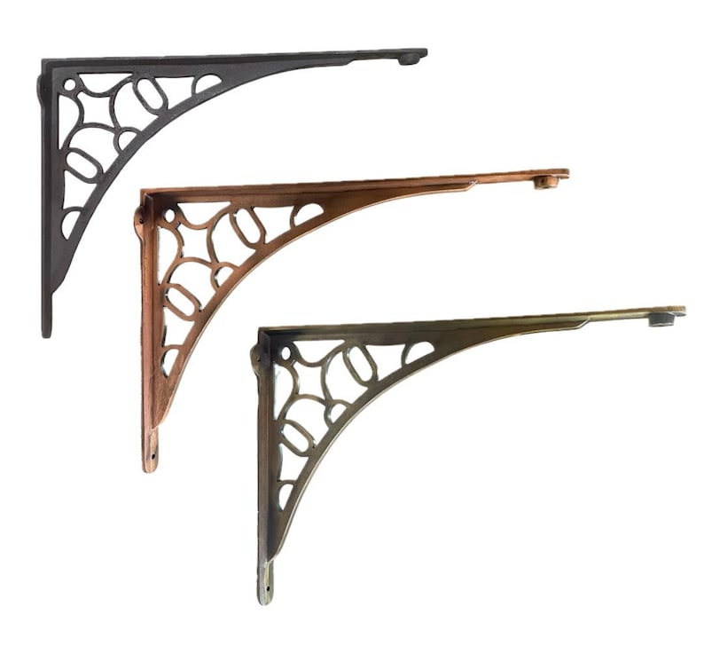 Gusseisen Regalhalterungen: Rustikale Antik, schwere Regalhalterung 45 cm x 33 cm (Paar) Bild 3