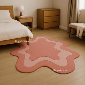 Handmade Irregular Pink Tufted Rug Outdoor Modern Blob Carpet Patio Garden Balcony Decor  Unique Living Room Bed Room 5x8 6x9 Shape Wool Rug