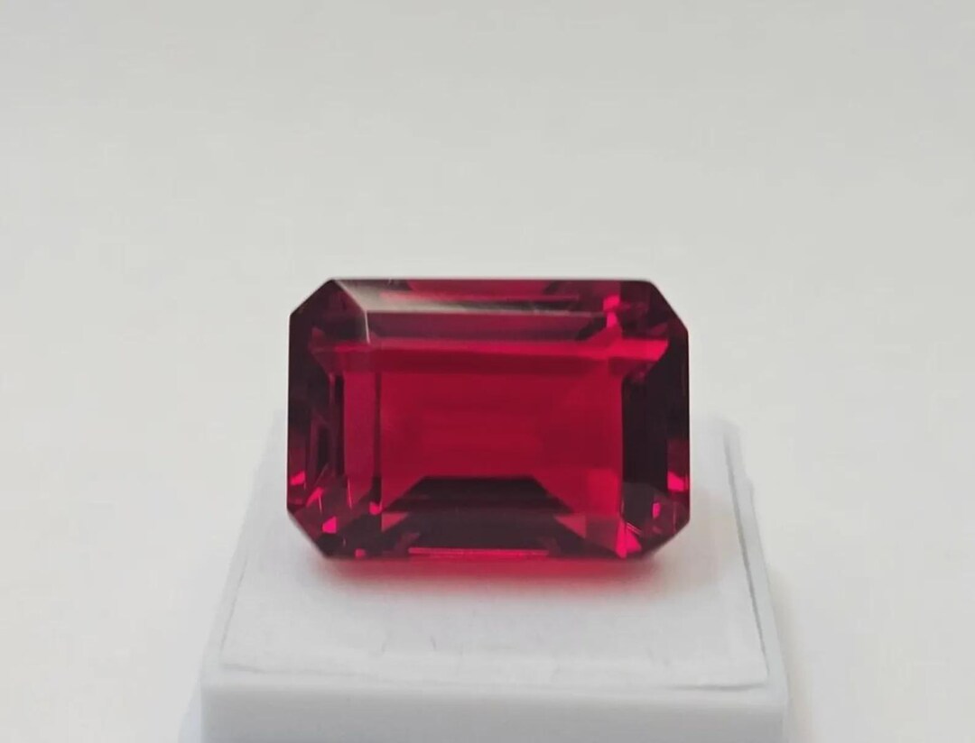 Reddish Color Ruby Emerald Cut 11-13 Ct Red Colour Ruby Natural VVS Certified Loose ...