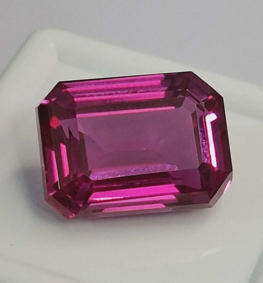 Dark Pink Color Ruby Natural Emerald Cut 13-15 Ct Mozambique Certified ...