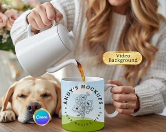 Mug Video Mockup, Canva Template Video Mockup, Mug Mockup Video, Drag and Drop Mug Mockup, Mug Mockup MP4 Canva Template Dog Mockup