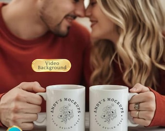 Paar Tasse Mockup Video, 11 Unzen Tasse Animiertes Mockup, Video Hintergrund Mockup, Kaffeetasse Video Mockup 11 Unzen Tasse Canva Template minimalistisch