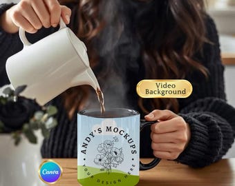 Mug Video Mockup, Canva Template Video Mockup, Mug Mockup Video, Drag and Drop Mug Mockup, Mug Mockup MP4 Canva Template Gothic Mockup