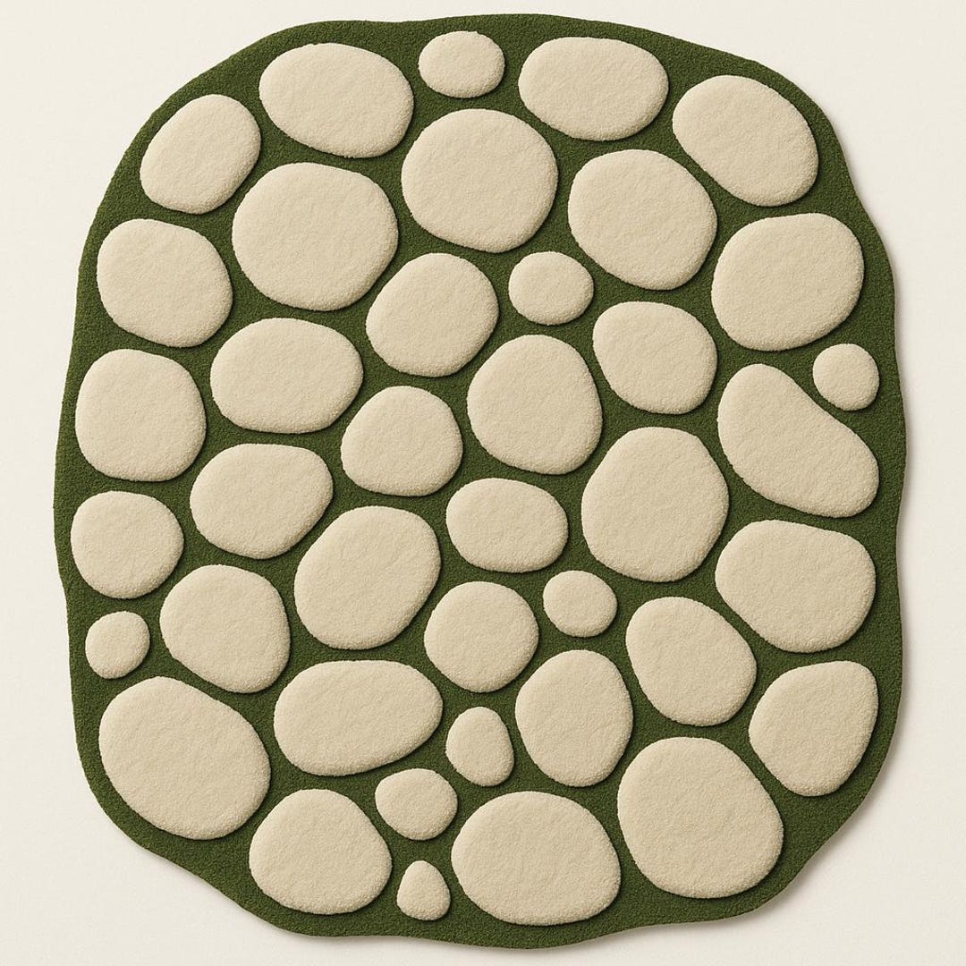 Hand Tufted Wool Pebble Rug: Moss Green Organic Stone Carpet - Etsy