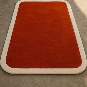 Hand Tufted Wool Rug: Burnt Orange Modern Minimalist 5x8ft