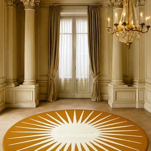 Hand-Tufted Wool Sunburst Rug: Sunny Yellow Accent Carpet