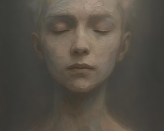 Dreamlike Digital Portrait | Abstract Melancholic Art | Surreal Human Figure | Printable Wall Art
