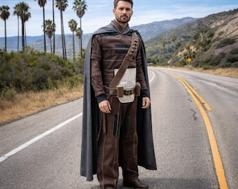 The Mandalorian Din Djarin Flight Suit Set – Full Star Wars Cosplay Costume with Belt, Holster & Cape