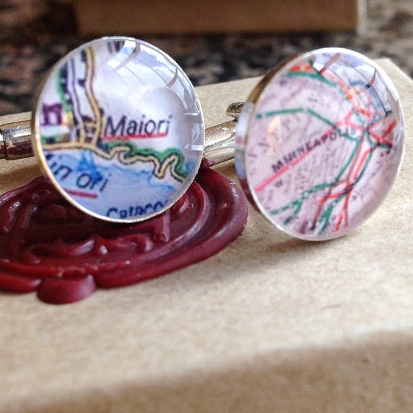 Map Cuff Links WATERPROOF- Cuff Links Customized with Map - Memories for Dad, Grandpa, Best Man, Groomsmen, Honeymoon - Maryland