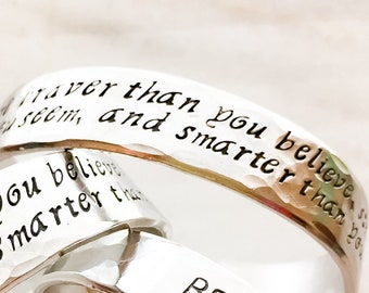 Braver Than you Believe - Custom Stamped Bracelet - Personalized Bracelet Cuff - ADD YOUR Name, Quote, Personalized Stamped Bracelet, friend