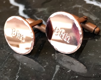 Personalized Cuff Links Copper, Brass Gold Tone Custom Cuff links, or Silver tone personalized Cufflinks - Your Name, Quote, Hand Stamped