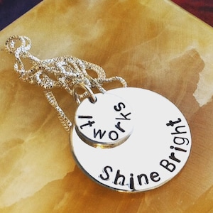 Inspirational Jewelry Shine Bright Personalized Necklace - Inspirational Necklace, Custom Hand Stamped Necklace, Couples, Sister, Inspire