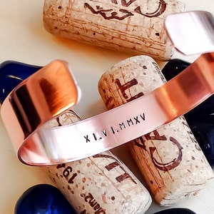 Custom Hand Stamped Bracelet - Personalized Bracelet Cuff, Custom Stamped, Your Quote - Personalized Stamped Bracelet, Roman Numeral