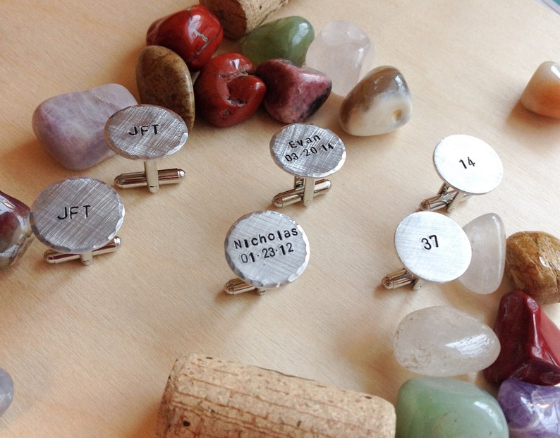 Quote Wedding Hand Stamped with Your Name Metal Customized Cuff Links Brass for Him Personalized Cufflinks Initials Copper Silver