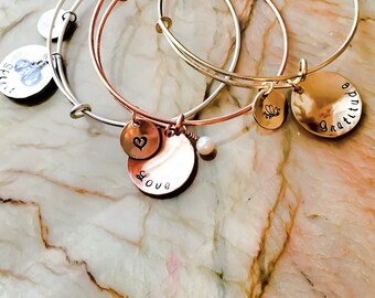 Bangle Bracelet - Expandable Charm Bracelet - Four Different Metals To Choose - 1 Size Fits Most - Personalized Charm Style Bangle