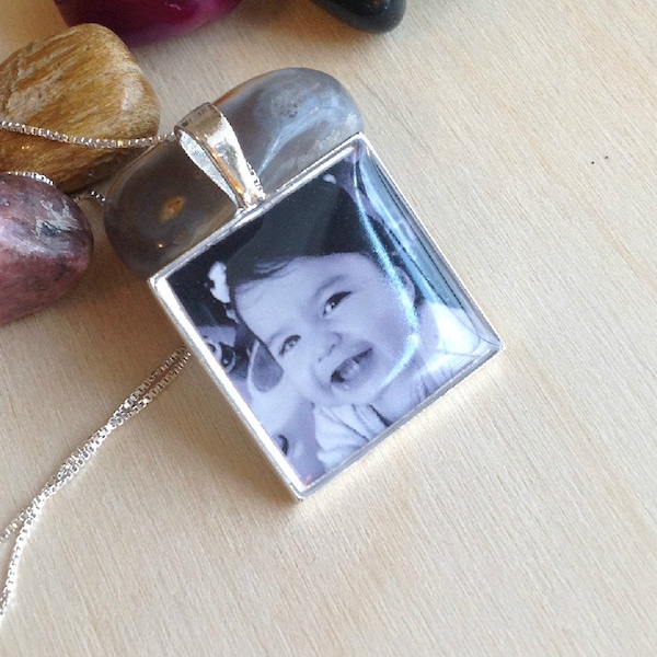 WATERPROOF Photo Necklace with SOLID Sterling Silver Options, Personalize Photo Pendant, Personalize Picture Necklace, Picture Pendant