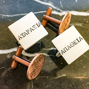 Round or Square Personalized Cuff Links, Custom Cufflinks, Hand Stamped Cufflinks, Personalize with Your Name or Quote Cuff links Bild 4