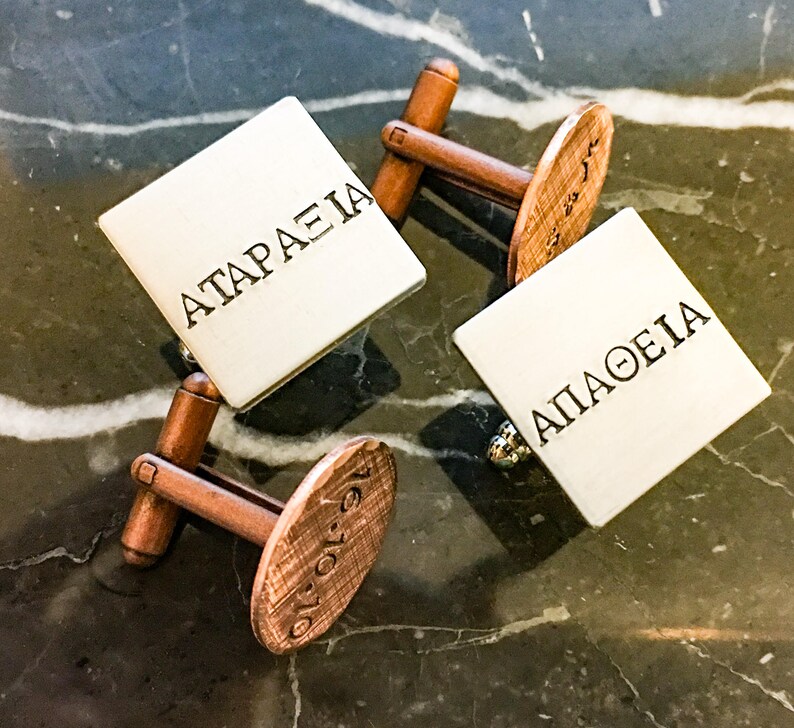 Round or Square Personalized Cuff Links, Custom Cufflinks, Hand Stamped Cufflinks, Personalize with Your Name or Quote Cuff links image 4