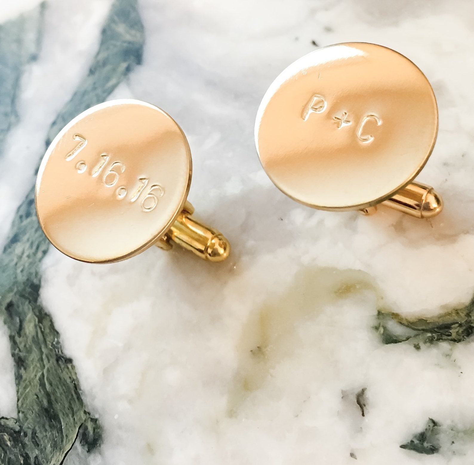 Gold Brass Cufflinks Custom Cufflinks Personalized Cuff Etsy