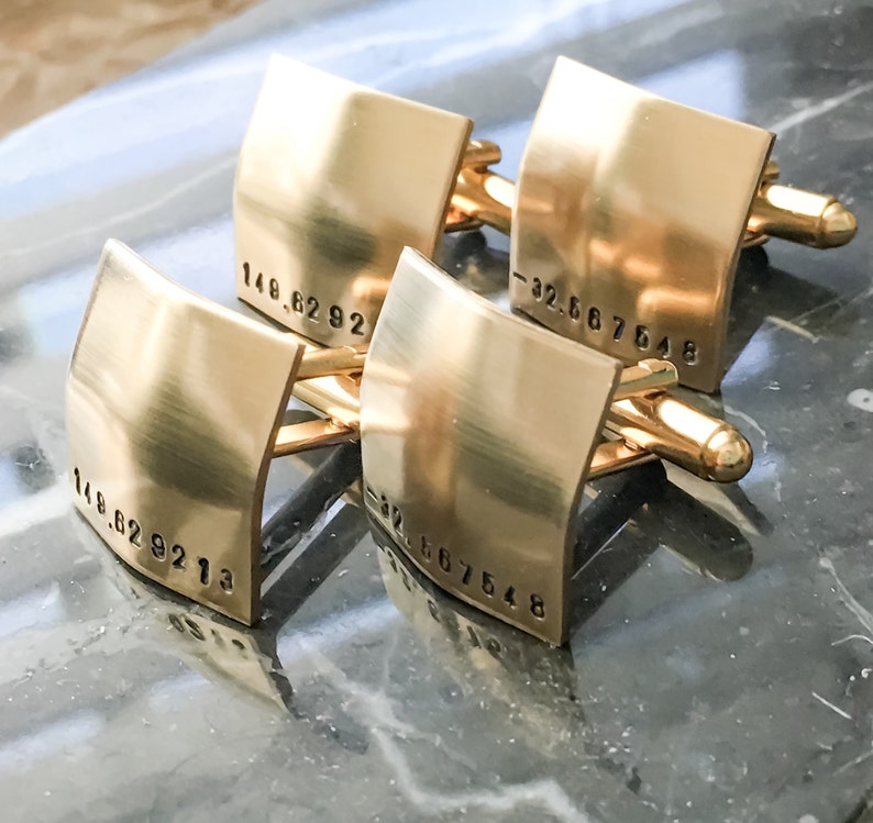 Gold Brass Cufflinks Custom Cufflinks Personalized Cuff Etsy