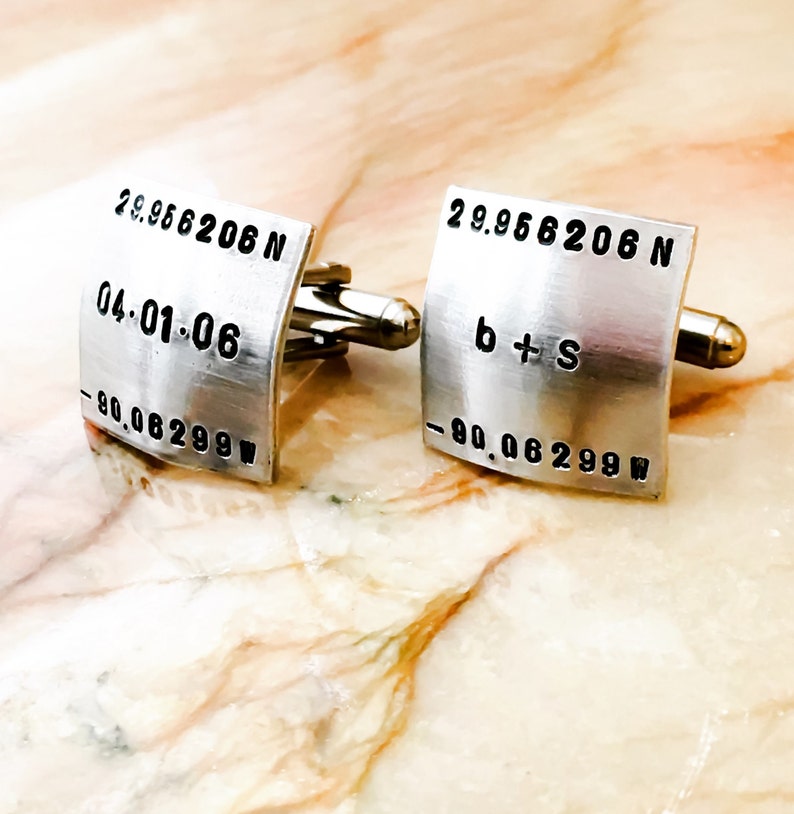 Custom Message Cuff Links Poem Wedding Gift Him Grandpa Personalized Cufflinks -Square or Round Stamped Metal Lyric Story Book Quote