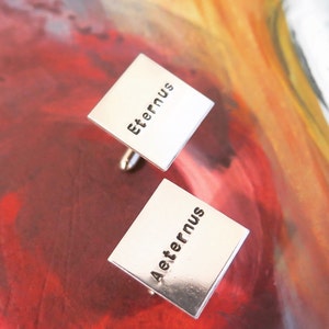 Personalized Cuff Links Custom Cuff links Square Stamped Cufflinks Your Name, Quote Personalized Stamped Cufflinks image 2