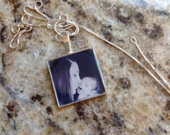 WATERPROOF Photo Necklace with SOLID Sterling Silver Options, Personalize Photo Pendant, Personalize Picture Necklace, Picture Pendant