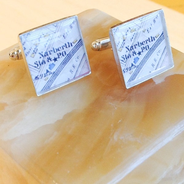 Map CuffLinks - Cuff Links Customized with Map - Memories for Dad, Grandpa, Best Man, Groomsmen