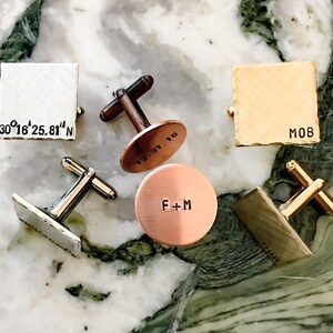 Decimal Coordinates Personalized Cuff Links, Custom Hand Stamped Cufflinks, Personalized Cufflinks, Your Name Personalized Stamped Cufflinks