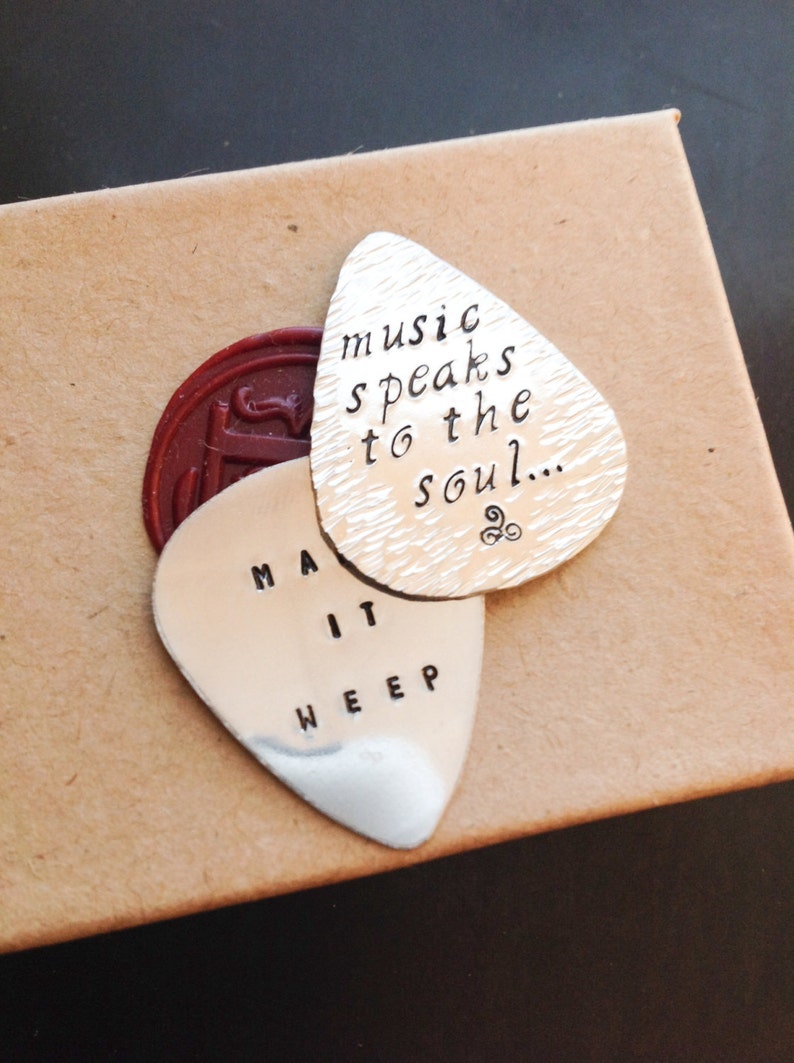 Custom Guitar Pick Hand Stamped Guitar Pick Personalized Etsy