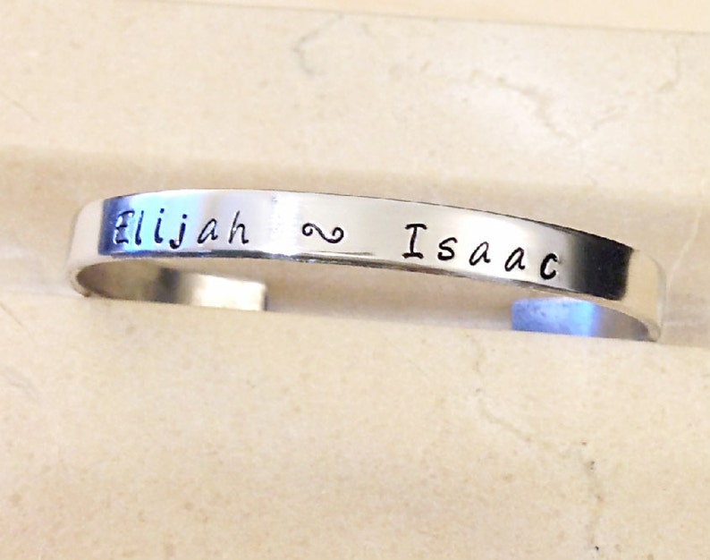 Hand Stamped Bracelet Custom Hand Stamped Bracelet Personalized Bracelet Cuff Your Name, Quote Personalized Stamped Bracelet image 2