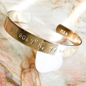 Custom Coordinates Bracelet, Latitude Longitude Bracelet, Coordinates Cuff Bracelet, Longitude Latitude Cuff, Wanderlust, Traveler, GPS