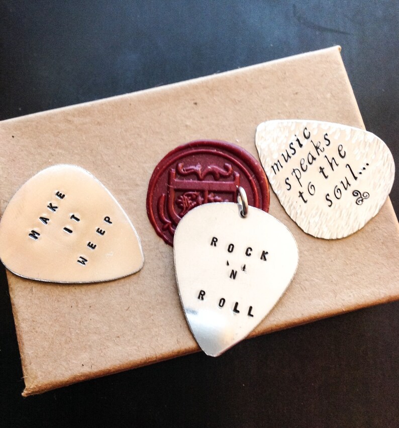 Custom Guitar Pick Hand Stamped Guitar Pick Personalized Etsy